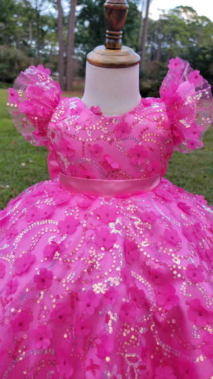 Vestido 2 en 1 para bebé color rosa con falda en tul