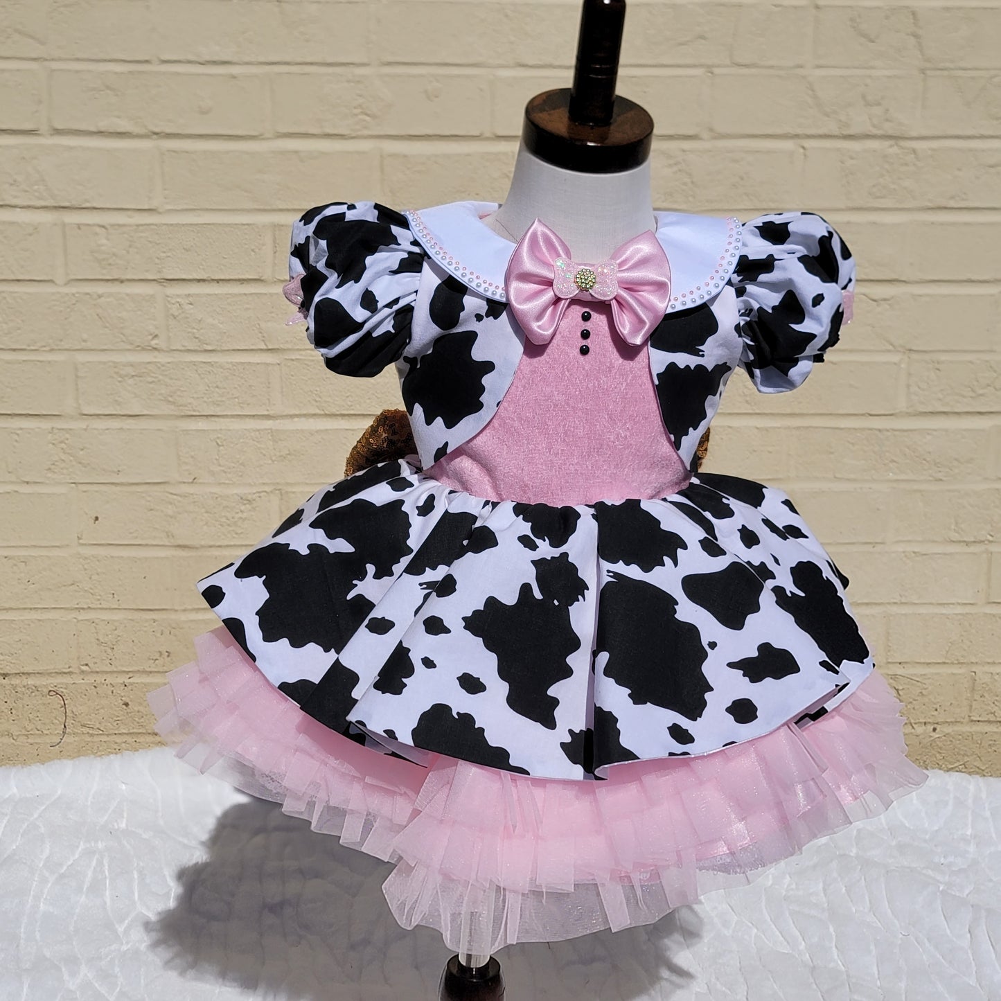 Vestido estilo granja de la vaca para niña de 1 año