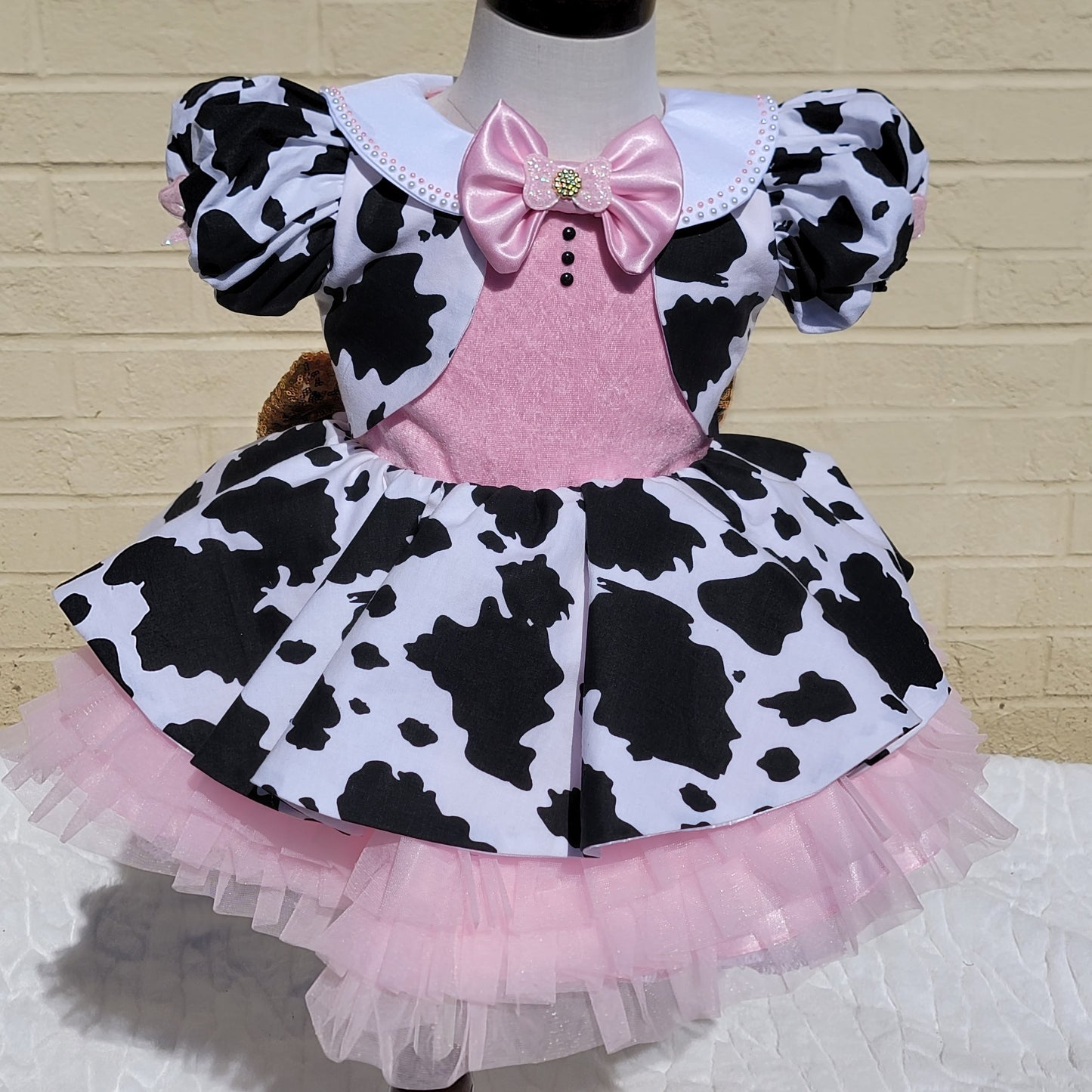 Vestido estilo granja de la vaca para niña de 1 año