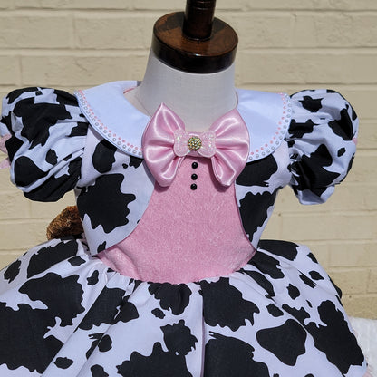 Vestido estilo granja de la vaca para niña de 1 año