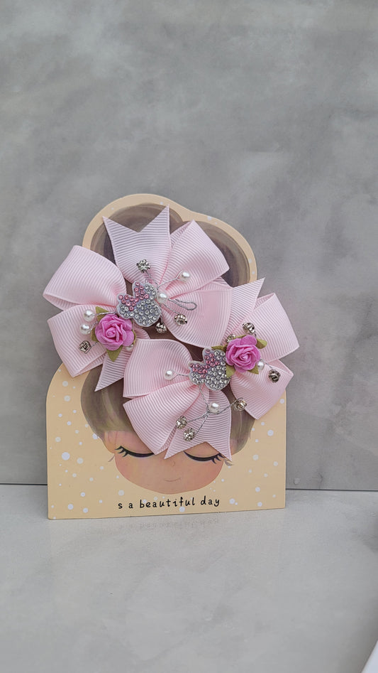 Baby pink bows for girls